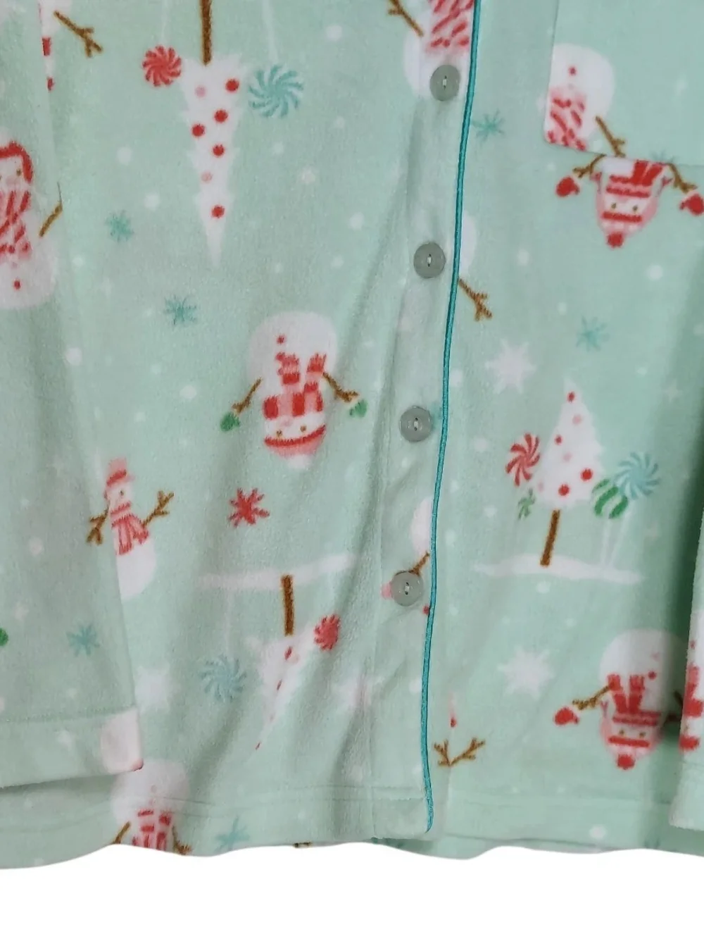 Cozy Green Snowman Kids Pajama Set by Karen Neuburger